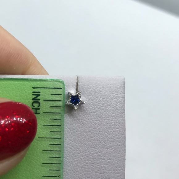 Sterling Silver 925 Blue Star Stud Earrings - Picture 4 of 4